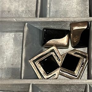 Black and Silver clip on earrings